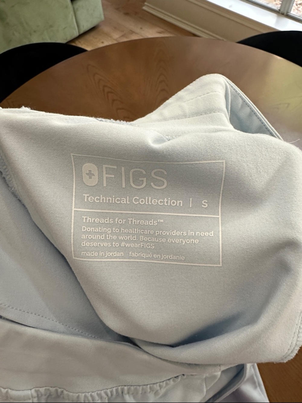 Figs Light Blue Joggers with Neon Yellow Drawstring - Picture 3 of 4